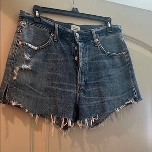 Citizens Of Humanity Blue Distressed Jean Shorts